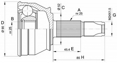 OPEN PARTS cvj521110 -  Шарнирный комплект, приводной вал